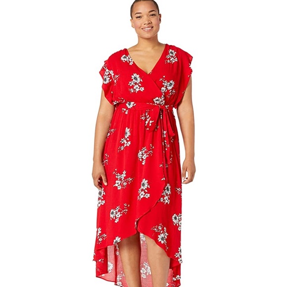 city chic red floral dress